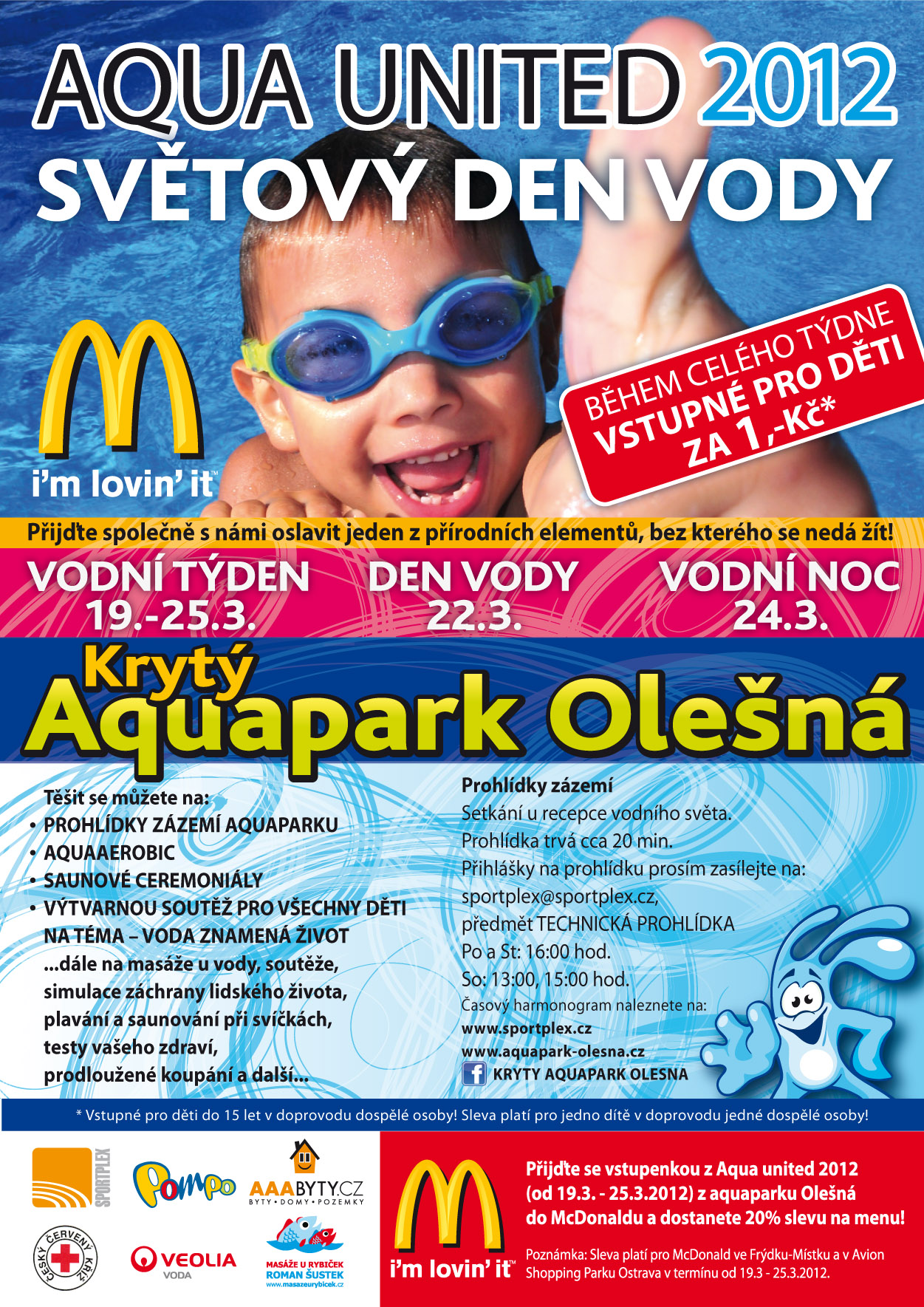 Světový den vody na aquaparku Olešná  - Děti vstup za 1,- Kč 